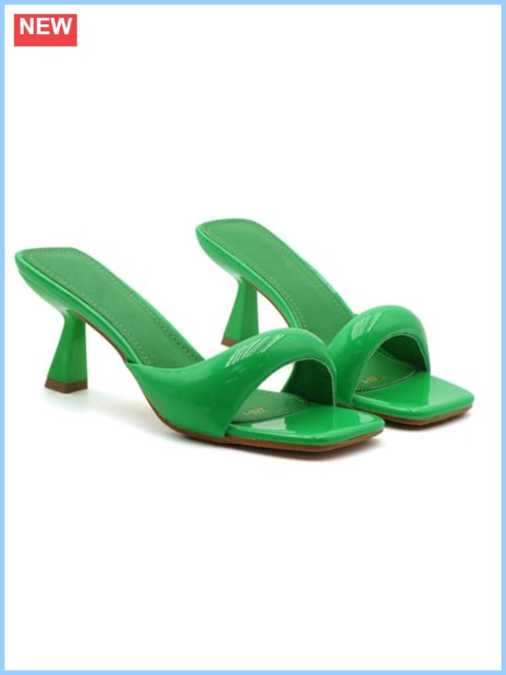 Patent Leather One-Strap Low-Heel Square Toe Slip-On Mules